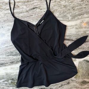 Express Black Wrap Cami with Self-Tie Waist
